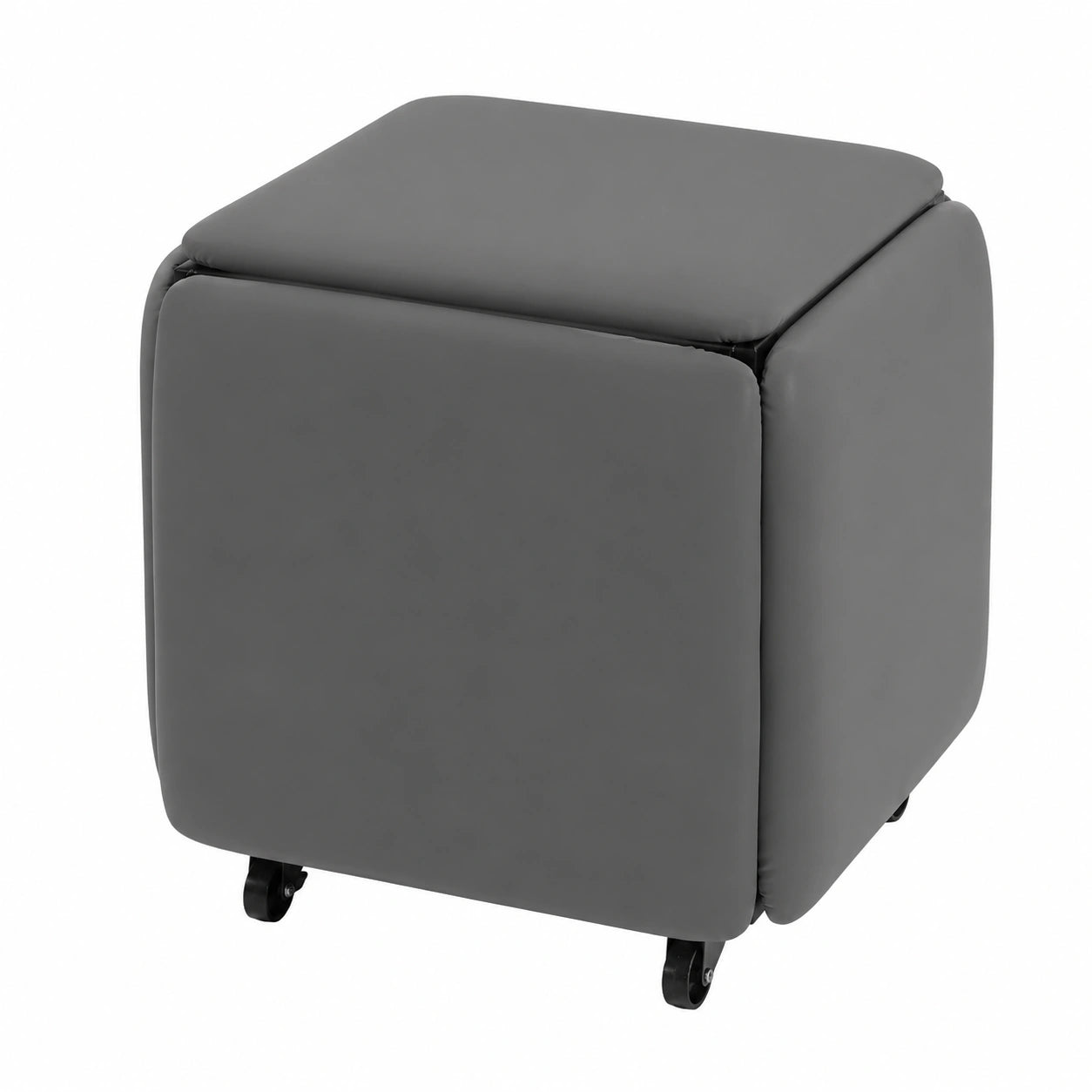 Moderner 5-in-1-Rollhocker aus Stahl und Schwamm, Grau, 75 kg Belastbarkeit
