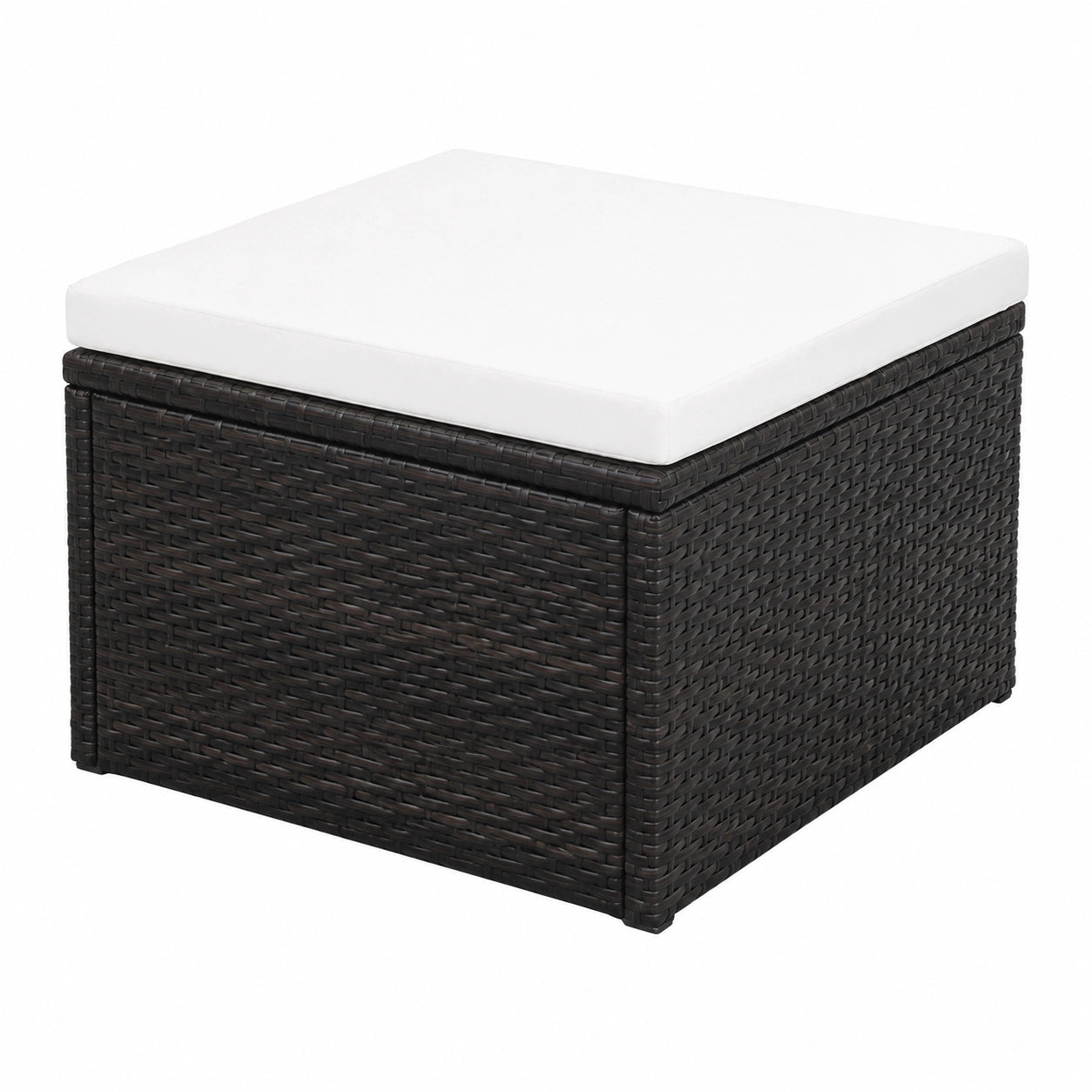 Rattan Fußhocker mit Kissen für Garten Balkon, Braun