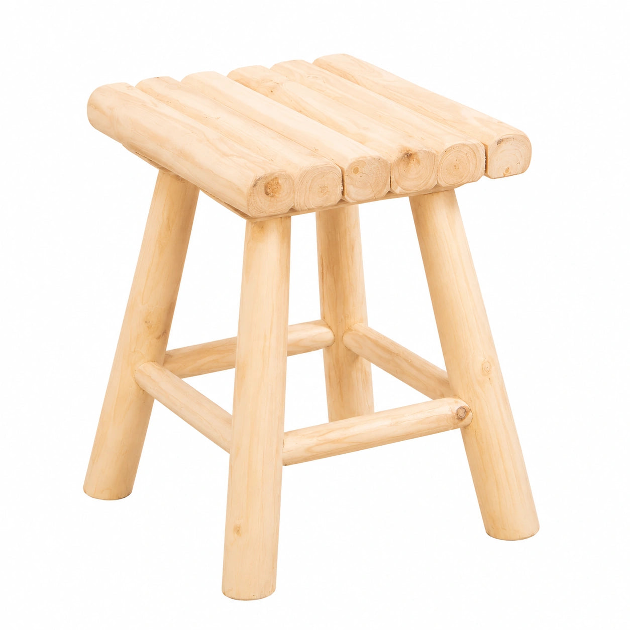 Teakholz Beistellhocker - Handgefertigter Blumenständer aus Massivholz, robust und pflegeleicht, ideal für Wohnzimmer und Garten