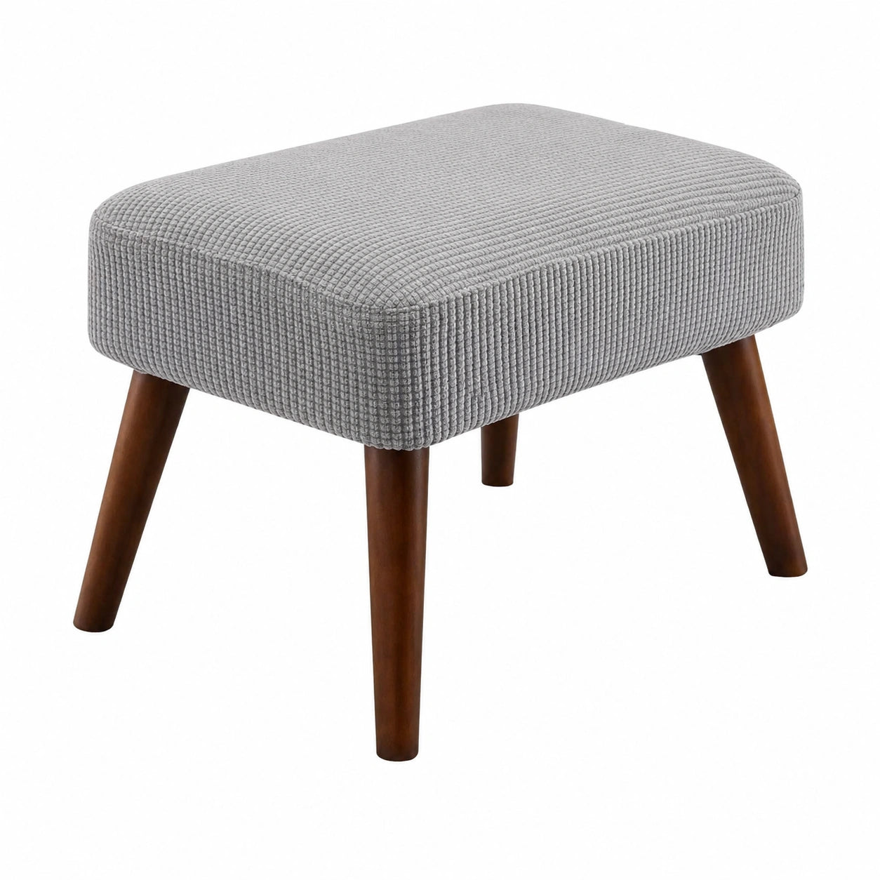 Elastischer Jacquard Fußhockerbezug für Rechteckige und Quadratische Ottomane, Stretch Husse in Hellgrau 35x65 cm