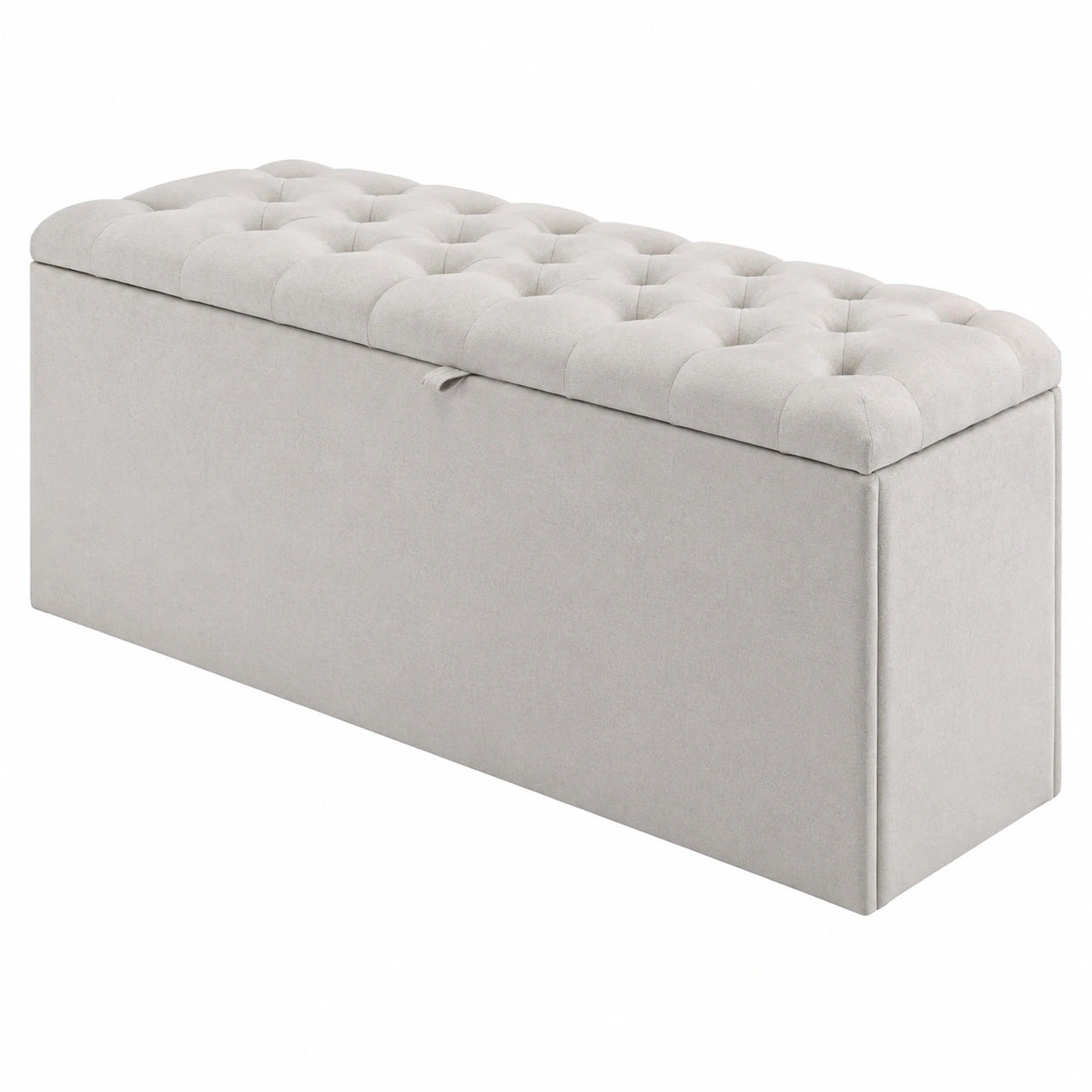 Elegante Polsterbank mit Stauraum für Schlafzimmer – Hellgrau Leinen
