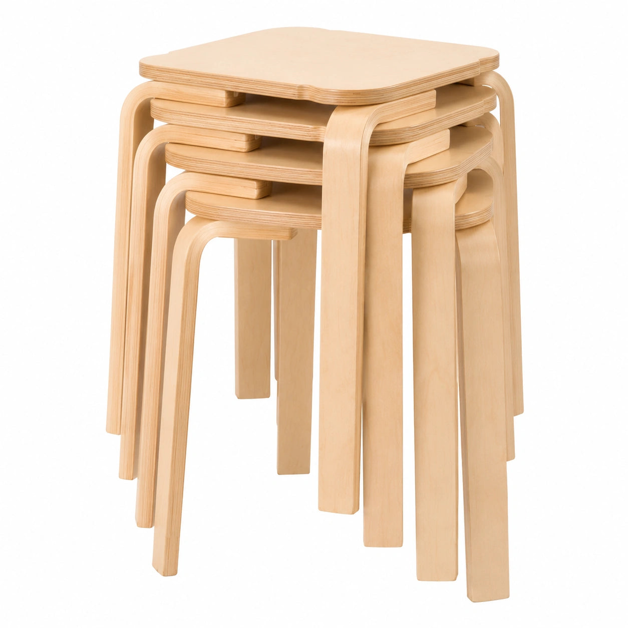 Erzi Stapelbarer Hocker aus Birken-Formholz, bis 140 kg belastbar, 5er-Set