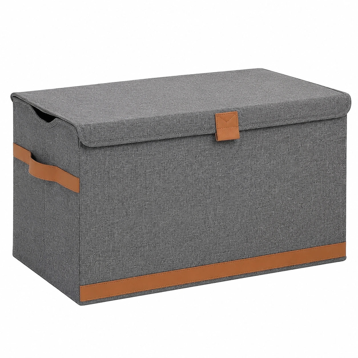 Faltbare Aufbewahrungsbox mit Holzverstärkung und Leinenbezug - Sitzbank und Spielzeugkiste für verschiedene Räume - Grau 62x37,5x39 cm