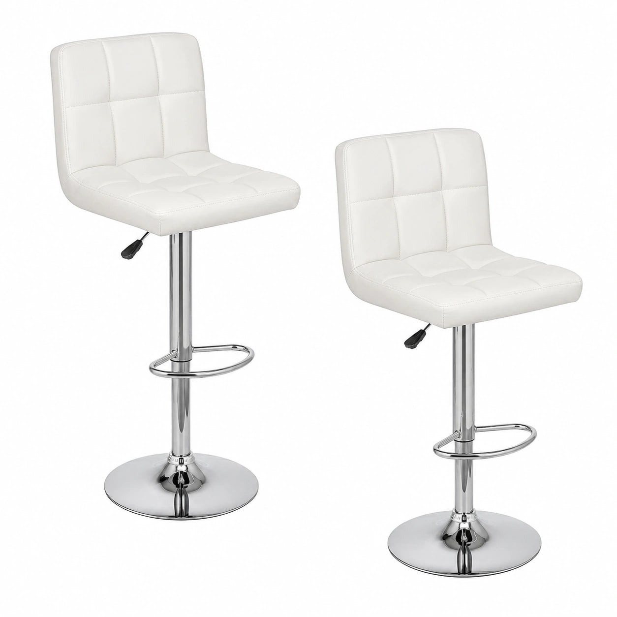Verstellbare 360° Barhocker aus Kunstleder, Weiß, 2er-Set – Baroni Home