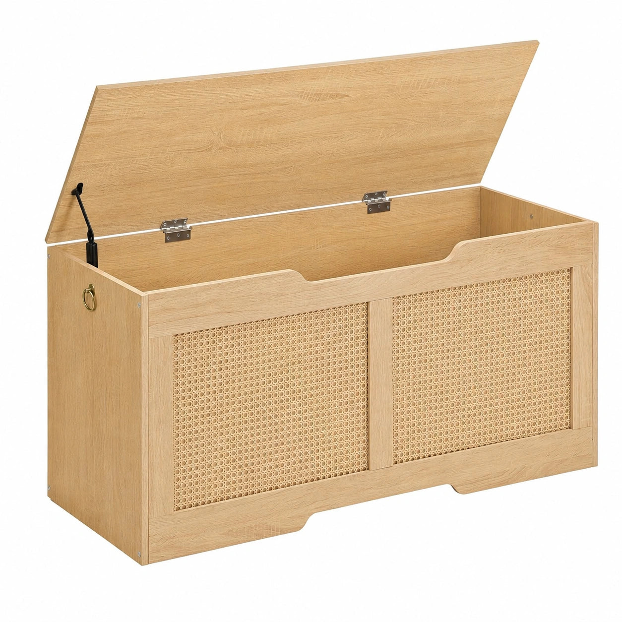 HOOBRO 110 cm Schuhbank mit Rattan, Stauraum und Sicherheitsmechanismus für Flur und Schlafzimmer