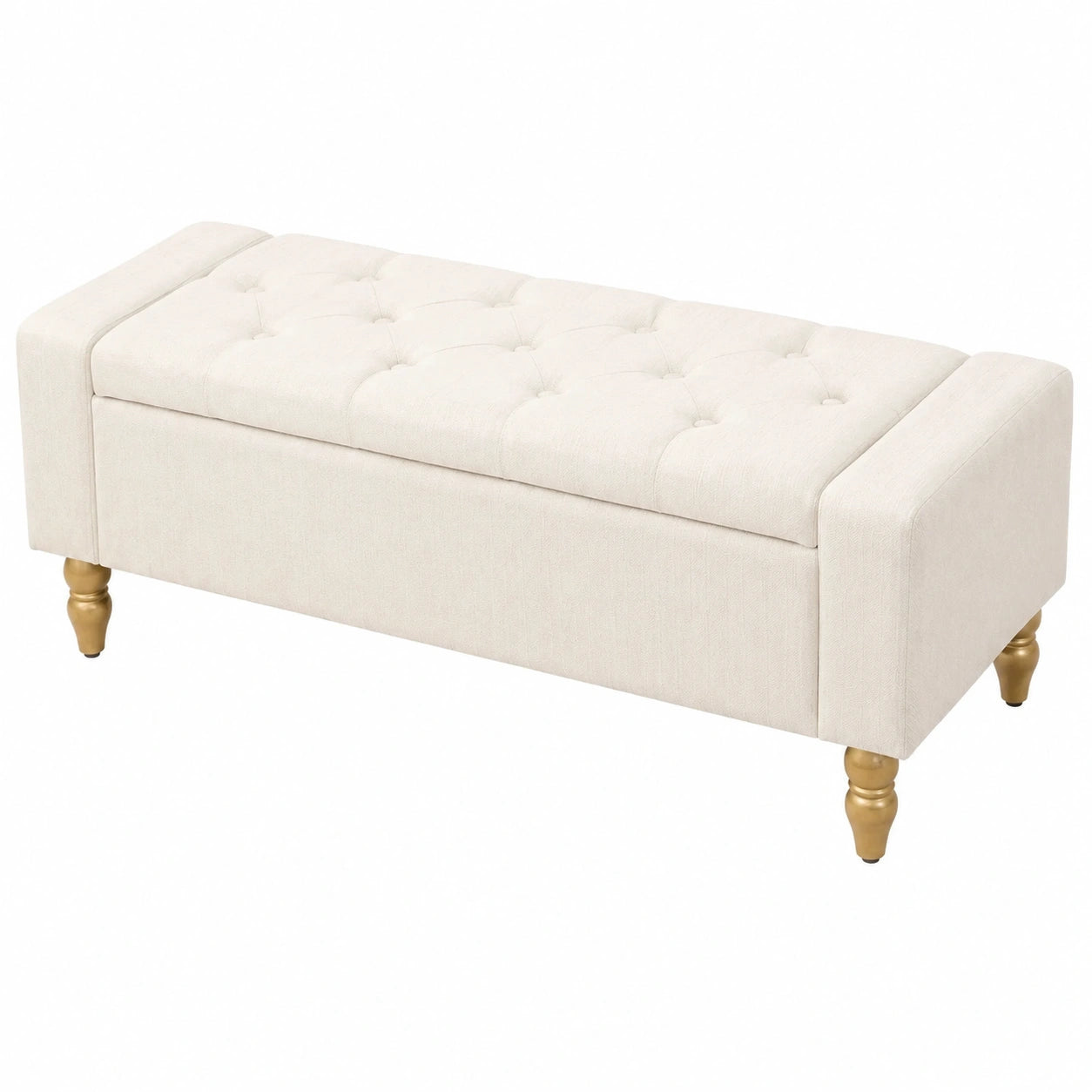Multifunktionale Sitzbank mit Stauraum, Polster & Ottomane für Wohn-, Flur- und Schlafzimmer, Beige