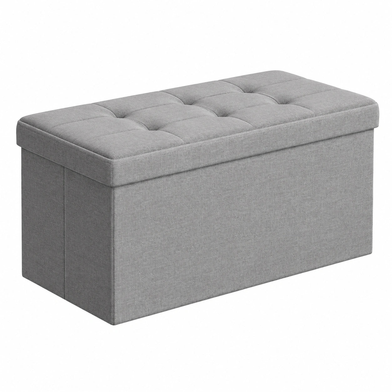 SONGMICS Klappbarer Sitzhocker mit Stauraum, 300 kg belastbar, 38 x 76 x 38 cm, für Wohnzimmer, Schlafzimmer und Flur, Aschgrau