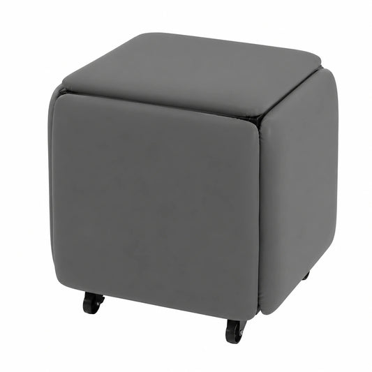 Moderner 5-in-1-Rollhocker aus Stahl und Schwamm, Grau, 75 kg Belastbarkeit