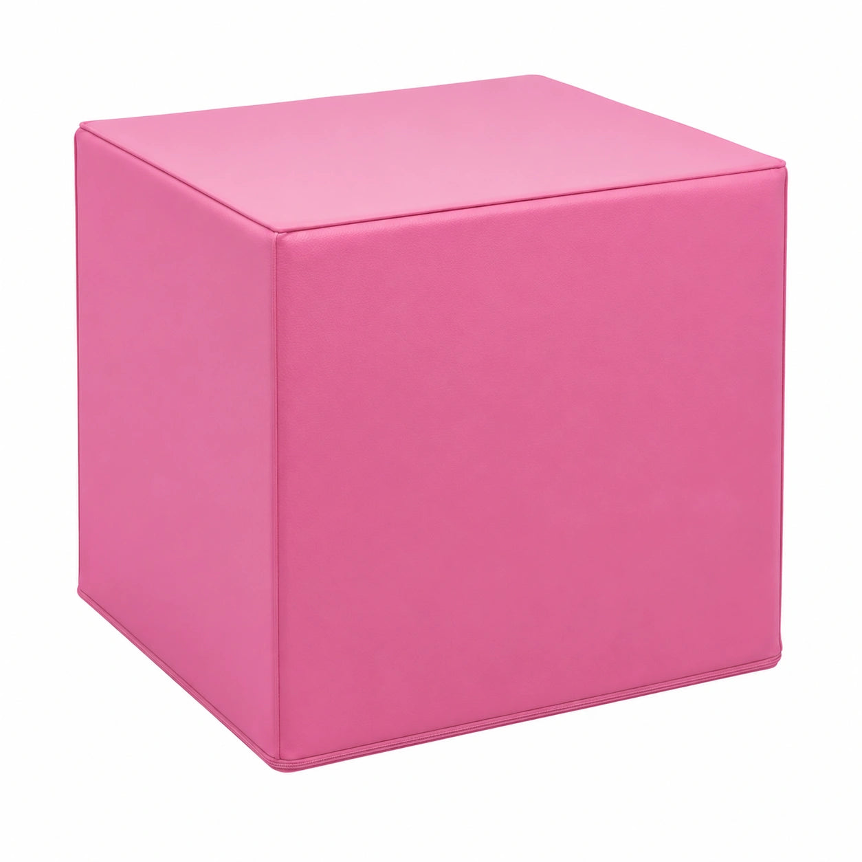 Ecopuf Würfel Sitzhocker Kunstleder Rosa 40x40x40 cm für Wohnzimmer