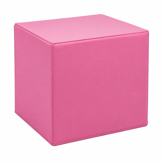 Ecopuf Würfel Sitzhocker Kunstleder Rosa 40x40x40 cm für Wohnzimmer