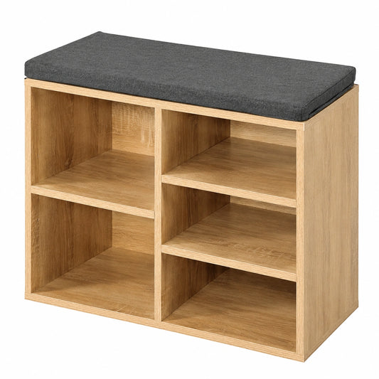 Kesper Schuhbank mit Stauraum und Sitzpolster, aus Spanplatte, 51,5 x 29,5 x 48 cm, Braun