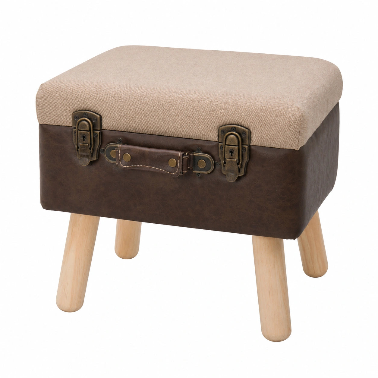 Rustikaler HMF Holzhocker mit Stauraum, 40 x 32 x 39 cm, Braun