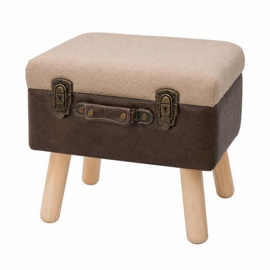 Rustikaler HMF Holzhocker mit Stauraum, 40 x 32 x 39 cm, Braun