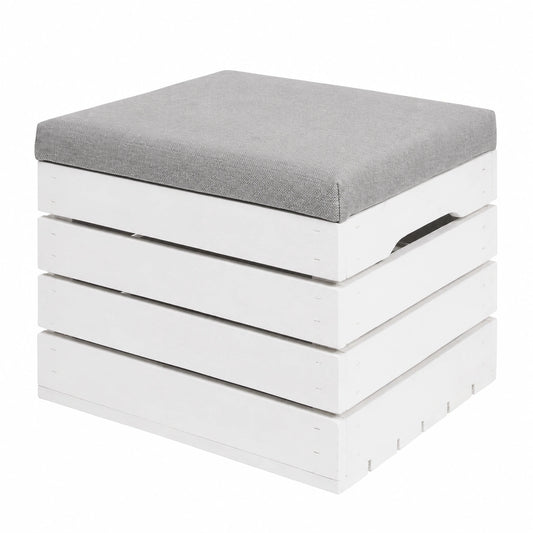 POLWOOD 2-in-1 Sitzbank und Aufbewahrungstruhe mit Polsterung - Holz Sitzhocker mit Stauraum, Klappbar (50 x 40 x 35 cm)