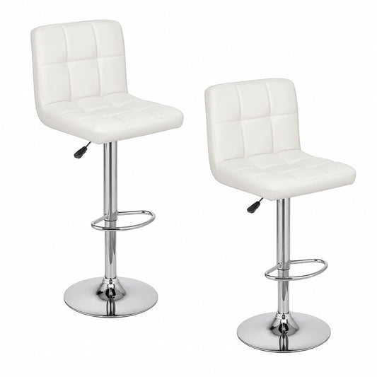 Verstellbare 360° Barhocker aus Kunstleder, Weiß, 2er-Set – Baroni Home