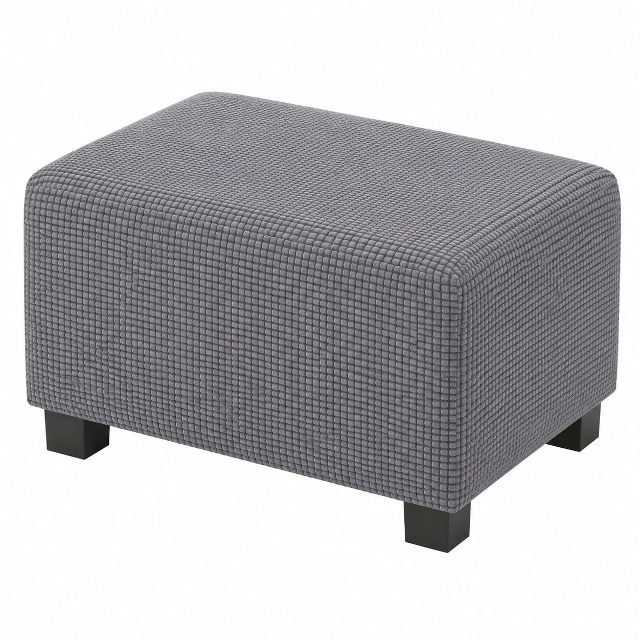 Stretch-Jacquard-Hussen für Fußhocker, Rechteckig, Waschbar, Hellgrau, X-Large