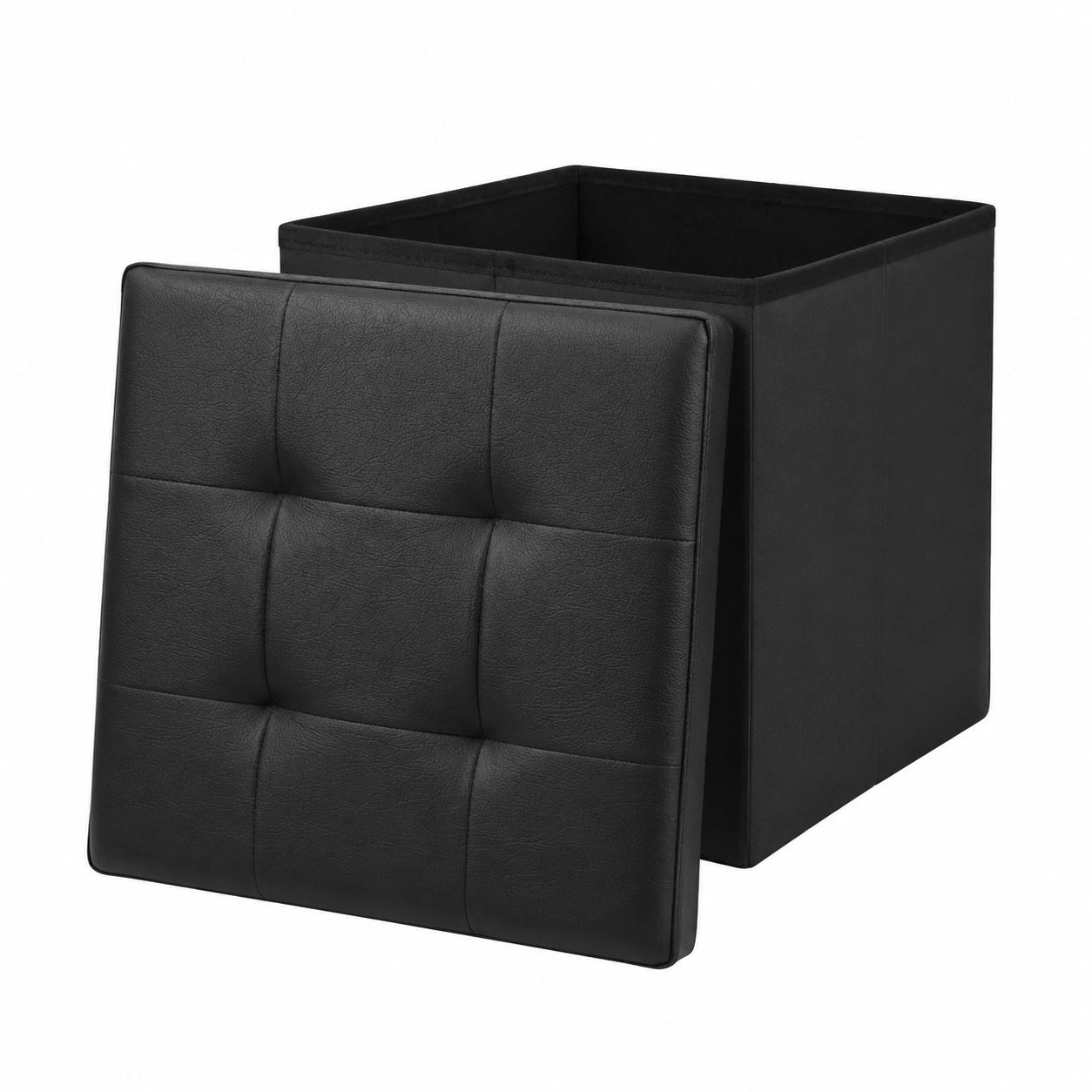 Faltbare Aufbewahrungsbox aus Kunstleder, 38x38x38 cm, Schwarz