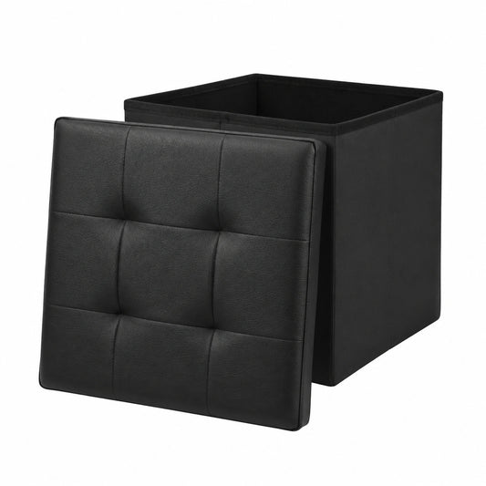 Faltbare Aufbewahrungsbox aus Kunstleder, 38x38x38 cm, Schwarz