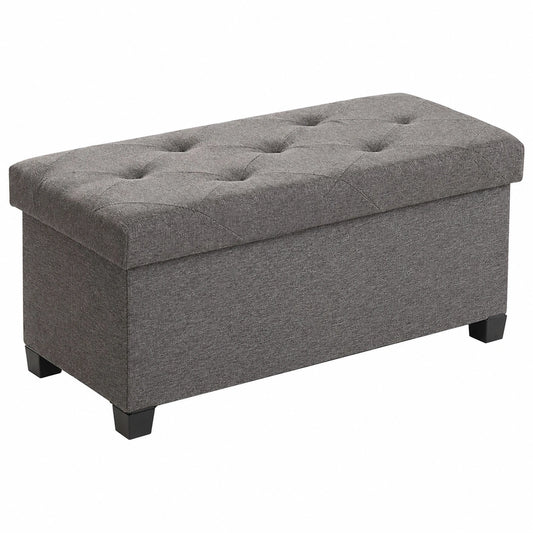 Elegante Sitzbank mit Stauraum, Klappbare Truhe bis 300 kg, Dunkelgrau