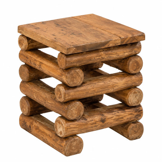 Teakholz Sitzhocker aus Altholz, 30x30x39cm, Honigfarben