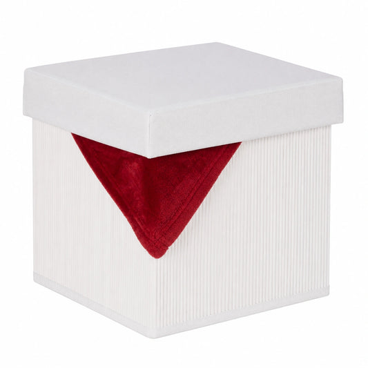Faltbarer Bambus-Sitzhocker mit Stauraum, 35x35x35 cm, weiß