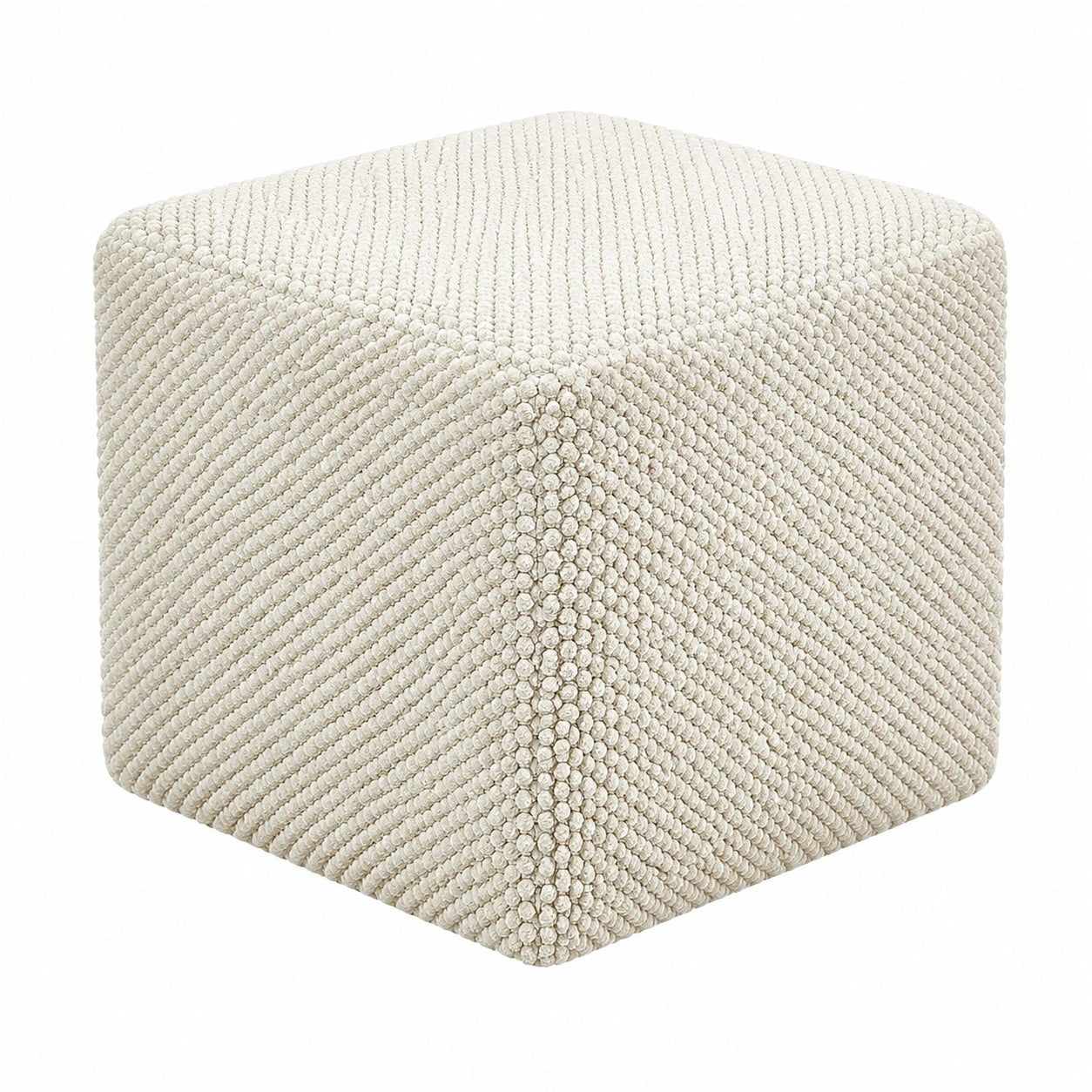 Quadratischer Sitzpouf aus Baumwolle in Beige 45x45x45 cm Joara