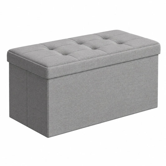 SONGMICS Klappbarer Sitzhocker mit Stauraum, 300 kg belastbar, 38 x 76 x 38 cm, für Wohnzimmer, Schlafzimmer und Flur, Aschgrau