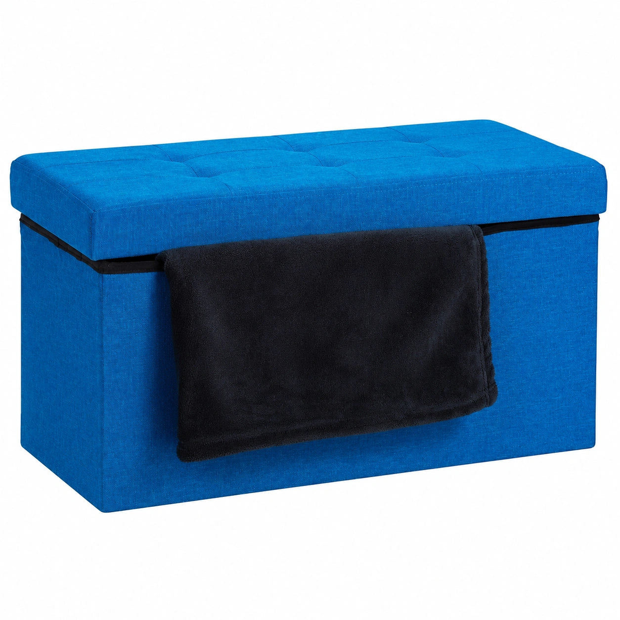Relaxdays Großer Faltbarer Sitzhocker mit Stauraum, Blau, 38x76x38 cm