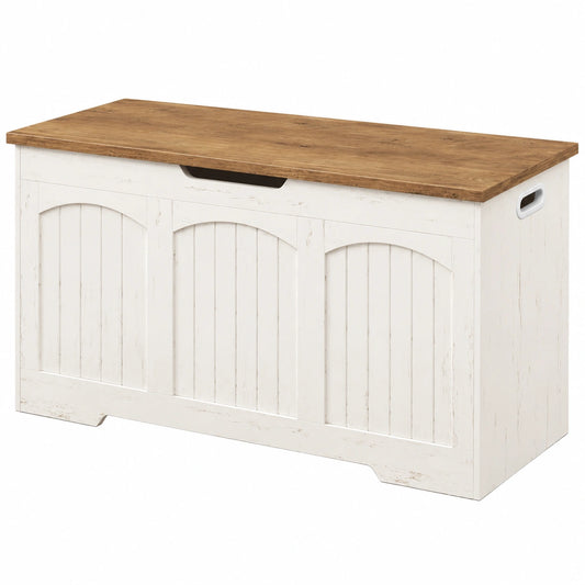 Vielseitige Schuhbank mit Stauraum und stabilen Scharnieren, ideal für Flur oder Wohnzimmer, 100x40x48 cm, Weiß/Braun