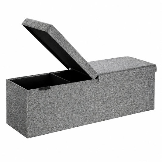 Casaria Sitzbank mit Stauraum, Dunkelgrau - Faltbar, 115 x 40 x 40 cm, 130L Volumen, bis 300 kg belastbar, mit Polsterung, Leinenoptik - Aufbewahrungsbox mit Deckel, Sitztruhe