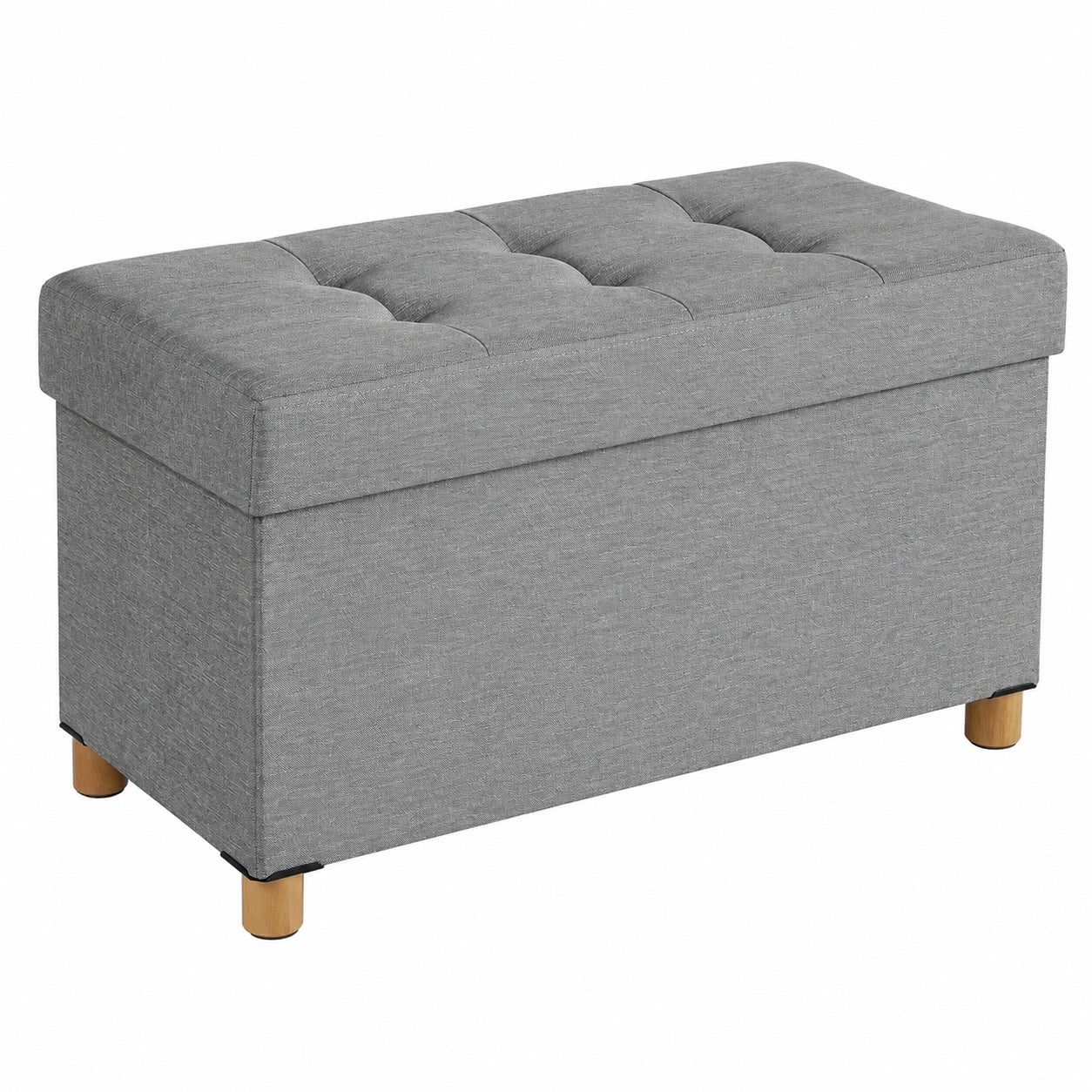 SONGMICS Aufbewahrungshocker mit Holzbeinen, 300 kg tragbar, klappbar, 38 x 76 x 40 cm, taubengrau